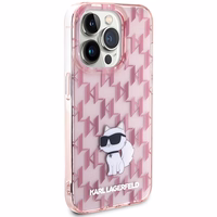 Karl Lagerfeld monogramma Choupette viedtālruņa apvalks iPhone 15 Pro Max - rozā
