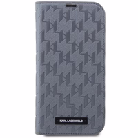 Karl Lagerfeld KLBKP14LSAKLHPG iPhone 14 Pro 6.1" grāmatas apvalks sudraba/sudraba Saffiano Monogram
