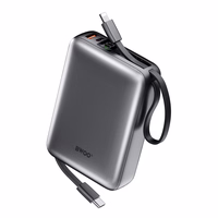 BWOO portatīvais lādētājs P73 22.5W 20000 mAh with 2 built-in cables 1 x USB-C 1 x Lightning melns