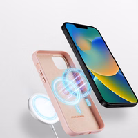 Dux Ducis Grit ādas apvalks iPhone 14 Plus Elegants mākslīgās ādas apvalks (MagSafe saderīgs) Rozā