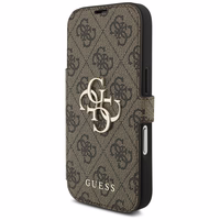 Guess Book 4G Metal Logo viedtālruņa apvalks iPhone 17 Pro - brūns