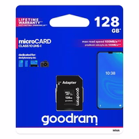 GOODRAM atmiņas karte microSD 128GB 100MB/s class 10 UHS I ar SD adapteri