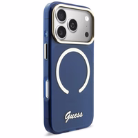 Guess IML Script Metal MagSafe Maciņš for iPhone 17 Pro - zils