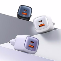 USAMS Tīkla lādētājs CC254 30W GaN USB-C/USB-A Fast Charging HC Series violets CC254TC03