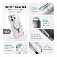 Speck Presidio Perfect-Clear Grip ClickLock & MagSafe - iPhone 15 Pro maciņš (Clear / Chrome Finish / Serene sudrabs)