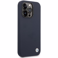 Viedtālruņa apvalks BMW BMHMP14XSILNA iPhone 14 Pro Max 6.7 - tumši zilais silikona logotips MagSafe
