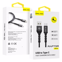 Kabelis Blavec Cable Raptor pīts - USB uz Type-C - 3A 0,5 m Apple CarPlay/Android Auto (CRA-UC3BG05) melns-pelēks