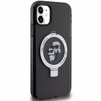 Karl Lagerfeld Magnētiskais viedtālruņa apvalks ar gredzena statīvu Karl&Choupette MagSafe iPhone 11 / Xr - melns