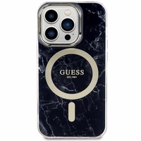 Guess GUHMP14XPCUMAK iPhone 14 Pro Max 6.7" melns cietais apvalks Marble Magnētiskais