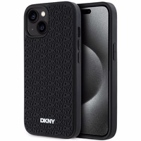 DKNY 3D Gumijas apvalks ar atkārtotu rakstu iPhone 15 Plus - melns