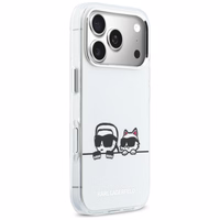 Karl Lagerfeld IML Karl & Choupette Peekaboo Logo MagSafe Maciņš for iPhone 17 Pro - balts