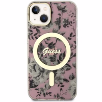 Guess GUHMP14MHCFWSP iPhone 14 Plus 6.7" rozā/rozā cietais apvalks Zieds Magnētiskais