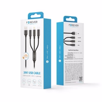 Forever 3in1 kabelis USB - Lightning + USB-C + microUSB 1,2 m 2A melns