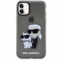Karl Lagerfeld KLHCN61HNKCTGK iPhone 11 / Xr 6.1" melns/melns cietais apvalks Gliter Karl&Choupette