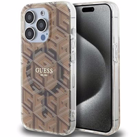 Guess IML GCube MagSafe viedtālruņa apvalks iPhone 15 Pro Max - brūns