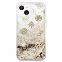 Guess GUHCP13SLGPEGO iPhone 13 mini 5.4" zelta/zelta cietais apvalks Peony Liquid Glitter