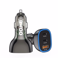 BWOO PD car lādētājs 2x USB-C port + USB-A 68W melns