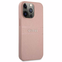 Guess GUHCP13XPSASBPI iPhone 13 Pro Max 6.7 rozā ciets apvalks Saffiano Stripe