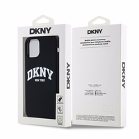 DKNY Šķidrs silikona balts drukāts logotips magnētiskais viedtālruņa apvalks iPhone 12/12 Pro - melns