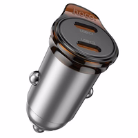 Automobiļa lādētājs Hoco 2 x USB C PD QC3.0 45W NZ16B metāla pelēks