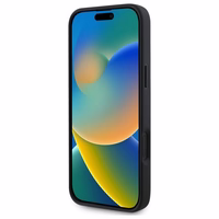 Guess Saffiano Classic Logo Magnētiskais viedtālruņa apvalks iPhone 16 - melns