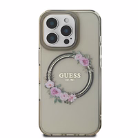 Guess GUHMP16XHFWFCK iPhone 16 Pro Max 6.9" melns/melns cietais apvalks IML Flowers Wreath Magnētiskais