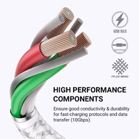 Crong Armor Link - 60W PD 3A USB-C to USB-C kabelis 150cm (balts)