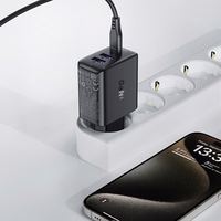 Acefast A57 PD 35W GaN lādētājs 2 x USB-A + USB-C ar 3 pieslēgvietām - melns