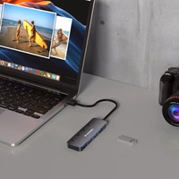 USB-A Hub Wozinsky WHS080YSS 4 x USB-A 3.0 ar atsevišķiem slēdžiem, alumīnijs, ar 30 cm kabeli - pelēks