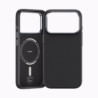 Benks magnētiskais Armor Pro Kevlar viedtālruņa apvalks ar metāla rāmi 600D (A069) Iphone 17 Pro melns (ar kameras vadības pogu)