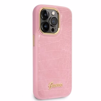 Guess Croco Collection viedtālruņa apvalks iPhone 14 Pro - rozā