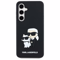 Karl Lagerfeld 3D gumijas Karl&Choupette viedtālruņa apvalks Samsung Galaxy S24 FE - melns