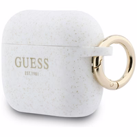 Guess Silikona Glitter Ring Maciņš for AirPods Pro 3 - balts