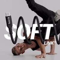 Crong Soft Link - 100W PD 5A USB-C to USB-C kabelis 25cm (melns)