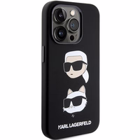 Karl Lagerfeld silikona Karl & Choupette galvas viedtālruņa apvalks iPhone 15 Pro Max - melns