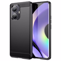 Carbon Case viedtālruņa apvalks Realme 10 Pro+ elastīgs silikona oglekļa pārklājums melns