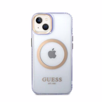 Guess GUHMP14SHTCMU iPhone 14 6.1" violeta/violeta cietais apvalks Zelta kontūra Caurspīdīgs Magnētiskais
