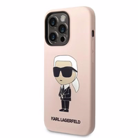 Karl Lagerfeld KLHCP14LSNIKBCP iPhone 14 Pro 6.1" cietais viedtālruņa apvalks rozā/rozā Silikona Ikonik