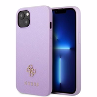 Guess GUHCP13MPS4MU iPhone 13 6.1" violets/violets cietais apvalks Saffiano 4G mazs metāla logotips