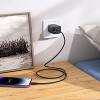 Viedtālruņa lādētājs Hoco 2 x USB C + 2 x USB A QC3.0 PD 3A 20W + kabelis USB C uz Lightning N55 melns