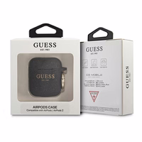Guess GUA2SGGEK AirPods apvalks melns/melns Silikons Spīdumi