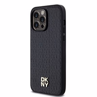 DKNY ādas raksts metāla logotips magnētiskais viedtālruņa apvalks iPhone 13 Pro / 13 - melns
