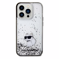Karl Lagerfeld Liquid Glitter Choupette viedtālruņa apvalks iPhone 14 Pro Max - caurspīdīgs