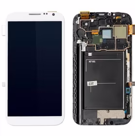 LCD screen Samsung N7100 Note 2 ar touch screen un frame Balts original (service pack)