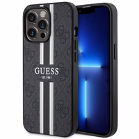 Guess GUHMP13XP4RPSK iPhone 13 Pro Max 6.7" melns/melns cietais apvalks 4G Printed Stripes MagSafe