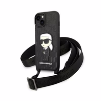 Karl Lagerfeld KLHCP14SSTKMK iPhone 14 6.1" melns/melns cietais apvalks Monogramma Ikonik Plāksteris