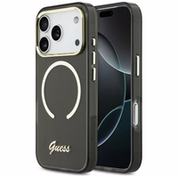 Guess IML Script Metal MagSafe Maciņš for iPhone 17 Pro - melns