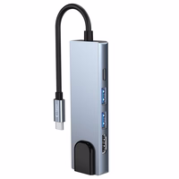 HUB Tech-Protect V3 5in1 USB-C - USB-A 3.0 / USB-A 2.0 / USB-C / HDMI / RJ45 - pelēks