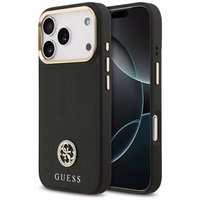 Guess Graudains Strass Logotips Magnētiskais viedtālruņa apvalks iPhone 17 Pro - melns