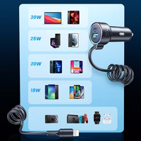 Auto lādētājs Joyroom JR-CL07 3-in-1 USB/Type-C 55W + Type-C 1,5m melns